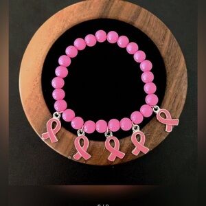 🌹‎ Breast Cancer Awareness Beaded Charm Bracelet